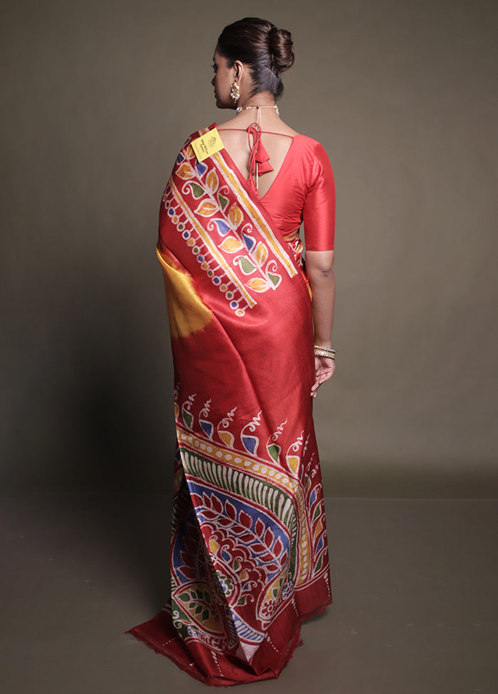 Multicolor Printed Pure Silk Saree Without Blouse Piece