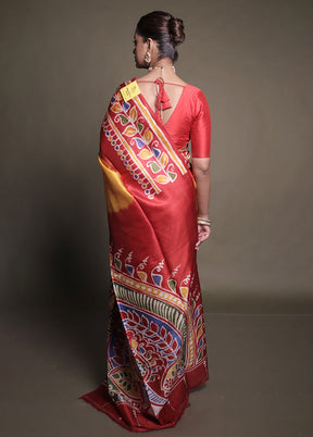 Multicolor Printed Pure Silk Saree Without Blouse Piece