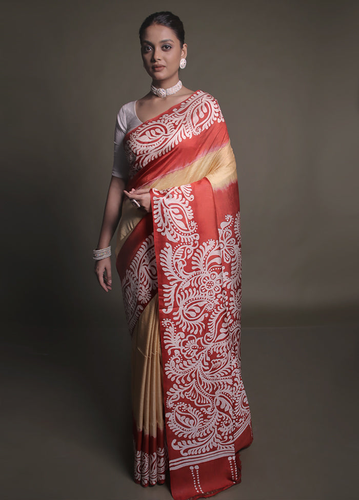 Multicolor Printed Pure Silk Saree Without Blouse Piece