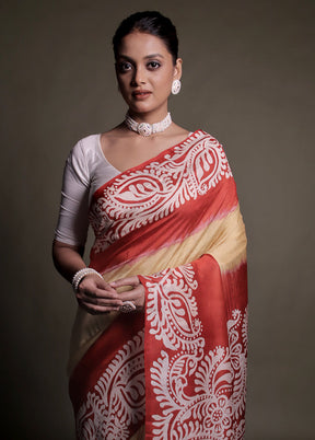 Multicolor Printed Pure Silk Saree Without Blouse Piece
