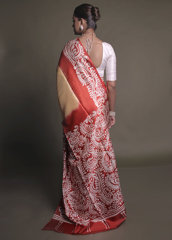 Multicolor Printed Pure Silk Saree Without Blouse Piece
