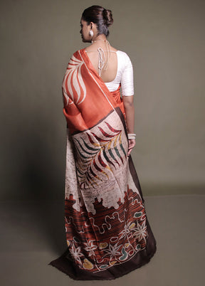 Multicolor Printed Pure Silk Saree Without Blouse Piece
