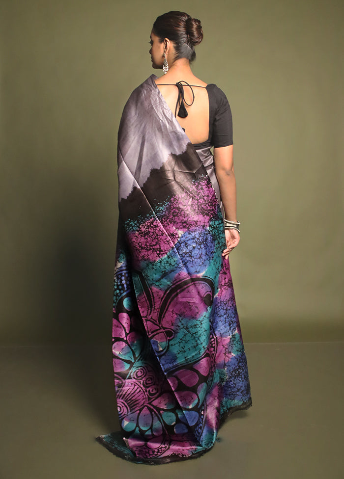 Multicolor Printed Pure Silk Saree Without Blouse Piece