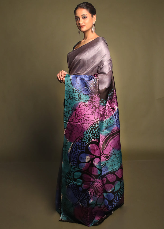 Multicolor Printed Pure Silk Saree Without Blouse Piece