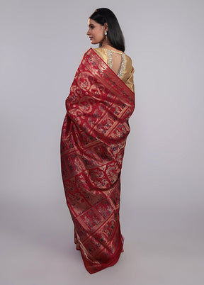 RED HANDLOOM BALUCHARI PURE SILK SAREE WITH BLOUSE