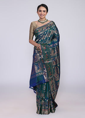 Green Handloom Swarnachuri Pure Silk Saree With Blouse Piece