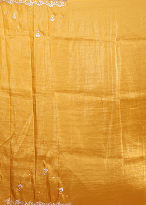 Yellow Handloom Tissue Pure Silk Saree With Blouse Piece