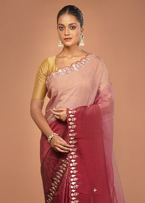 Pink Tissue Silk Saree With Blouse Piece