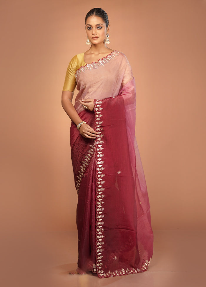 Pink Tissue Silk Saree With Blouse Piece