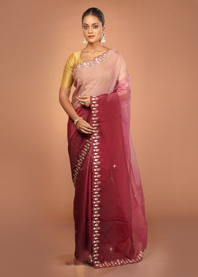 Pink Tissue Silk Saree With Blouse Piece