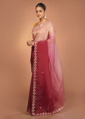 Pink Tissue Silk Saree With Blouse Piece