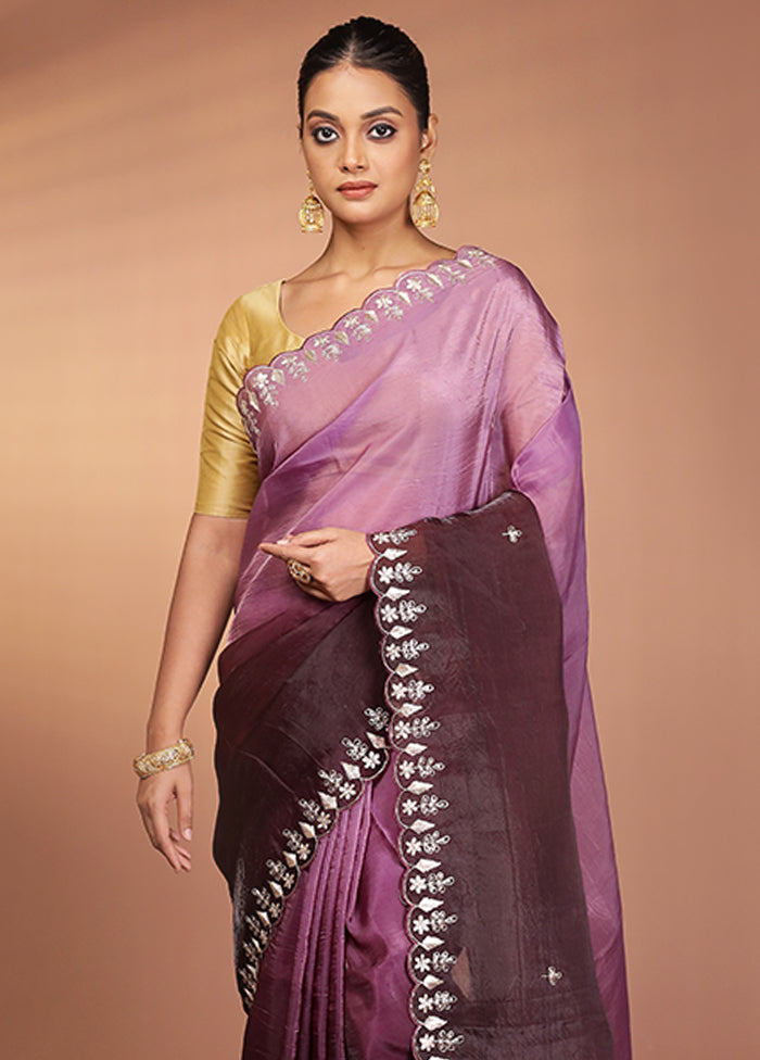 Purple Tissue Silk Saree With Blouse Piece