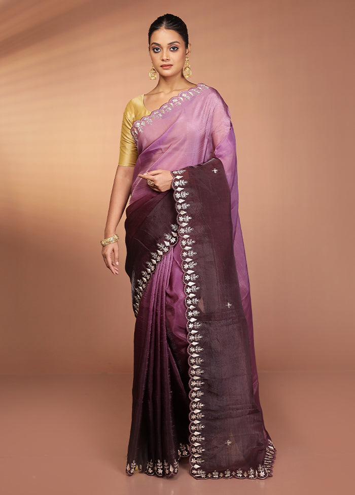 Purple Tissue Silk Saree With Blouse Piece