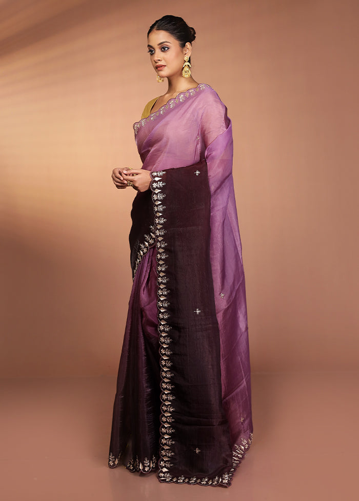 Purple Tissue Silk Saree With Blouse Piece