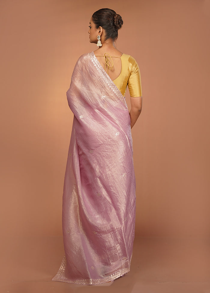 Pink Tissue Silk Saree With Blouse Piece