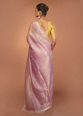 Pink Tissue Silk Saree With Blouse Piece