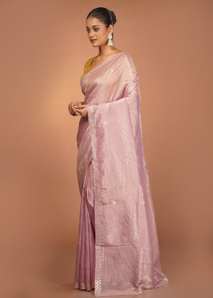 Pink Tissue Silk Saree With Blouse Piece