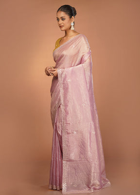 Pink Tissue Silk Saree With Blouse Piece