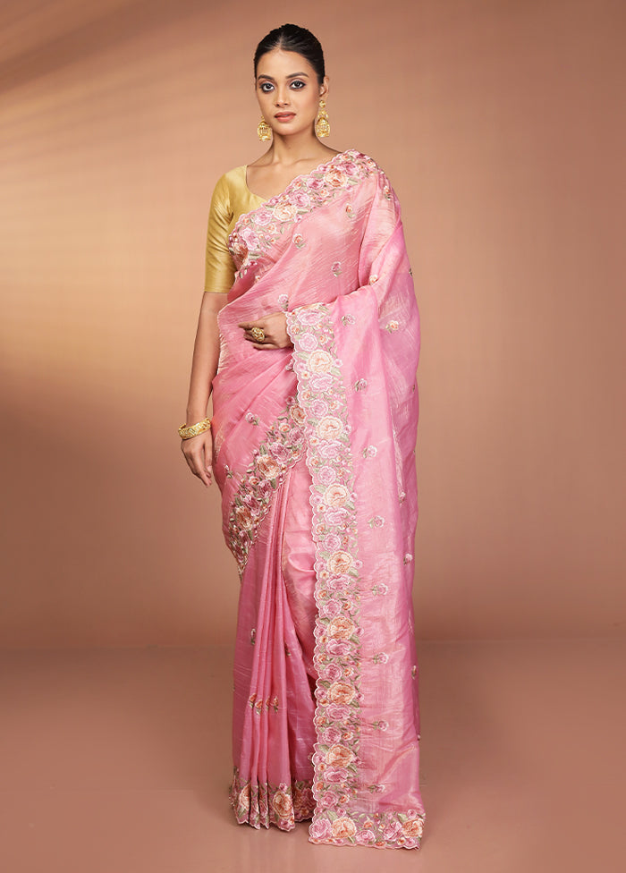 Purple Tissue Silk Saree With Blouse Piece