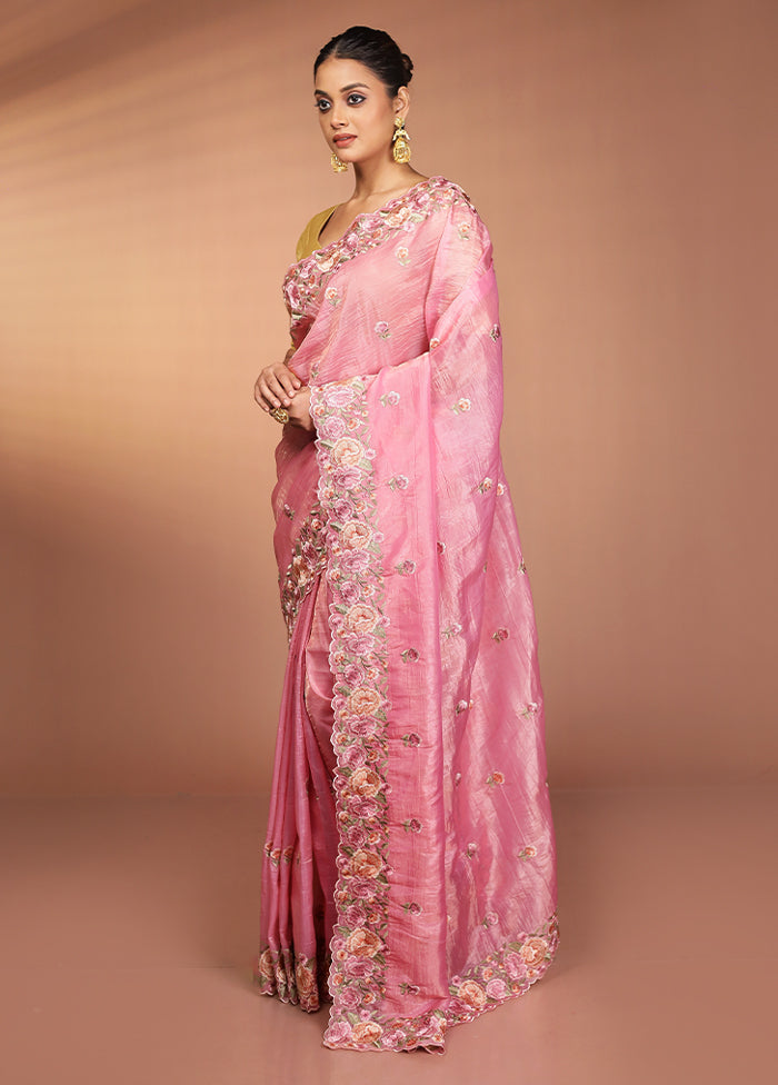 Purple Tissue Silk Saree With Blouse Piece