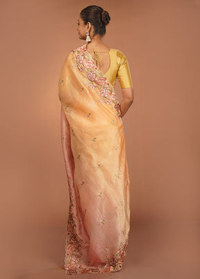 Pink Tissue Silk Saree With Blouse Piece