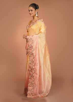 Pink Tissue Silk Saree With Blouse Piece
