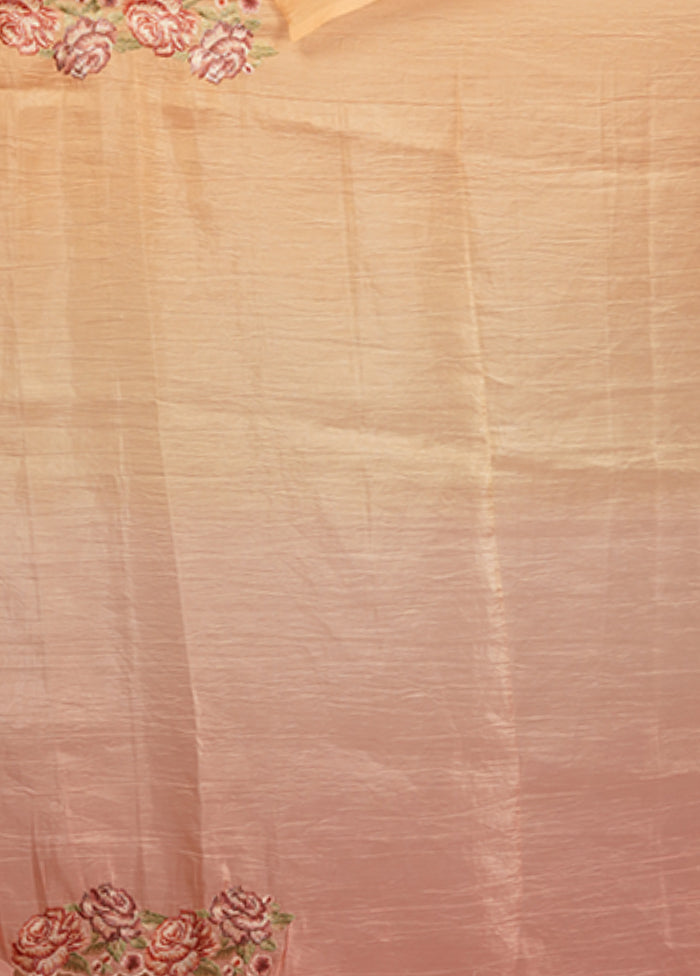 Pink Tissue Silk Saree With Blouse Piece