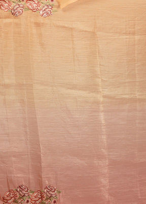 Pink Tissue Silk Saree With Blouse Piece