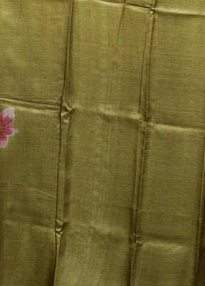 Purple Handloom Tussar Pure Silk Saree With Blouse Piece