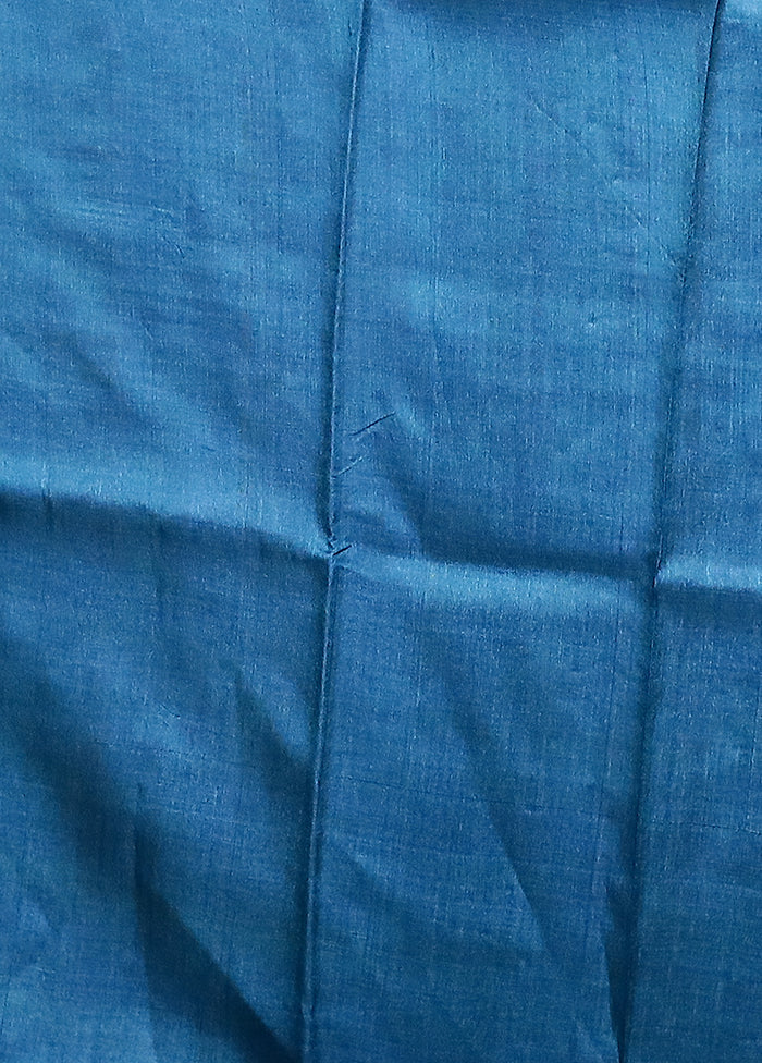 Cream Handloom Tussar Pure Silk Saree With Blouse Piece