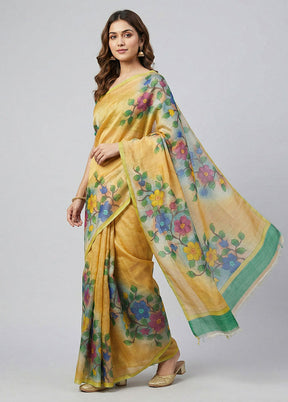 Multicolor Handloom Tussar Pure Silk Saree With Blouse Piece