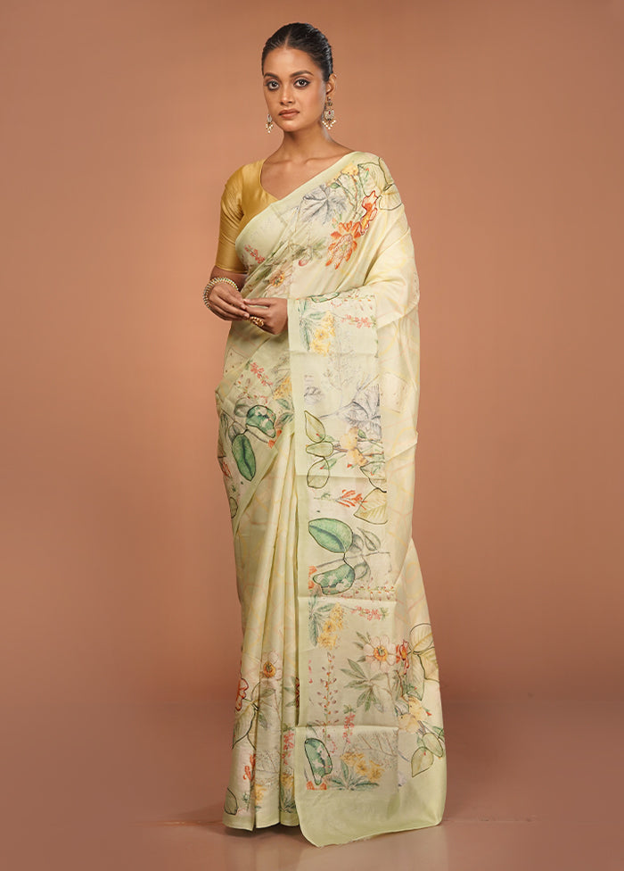 Green Tussar Silk Saree With Blouse Piece