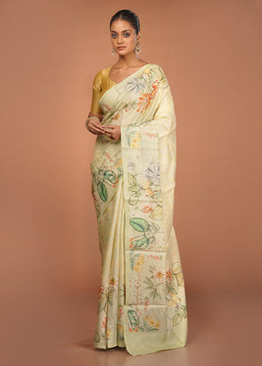 Green Tussar Silk Saree With Blouse Piece