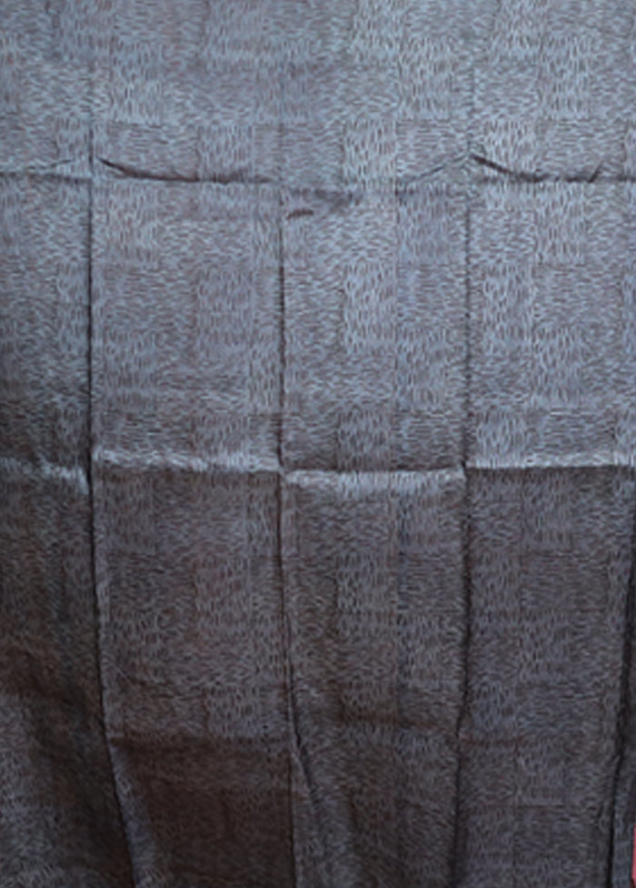 Purple Printed Pure Silk Saree Without Blouse Piece