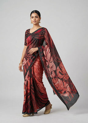 Pink Printed Silk Saree Without Blouse Piece
