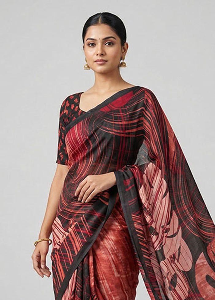 Pink Printed Silk Saree Without Blouse Piece