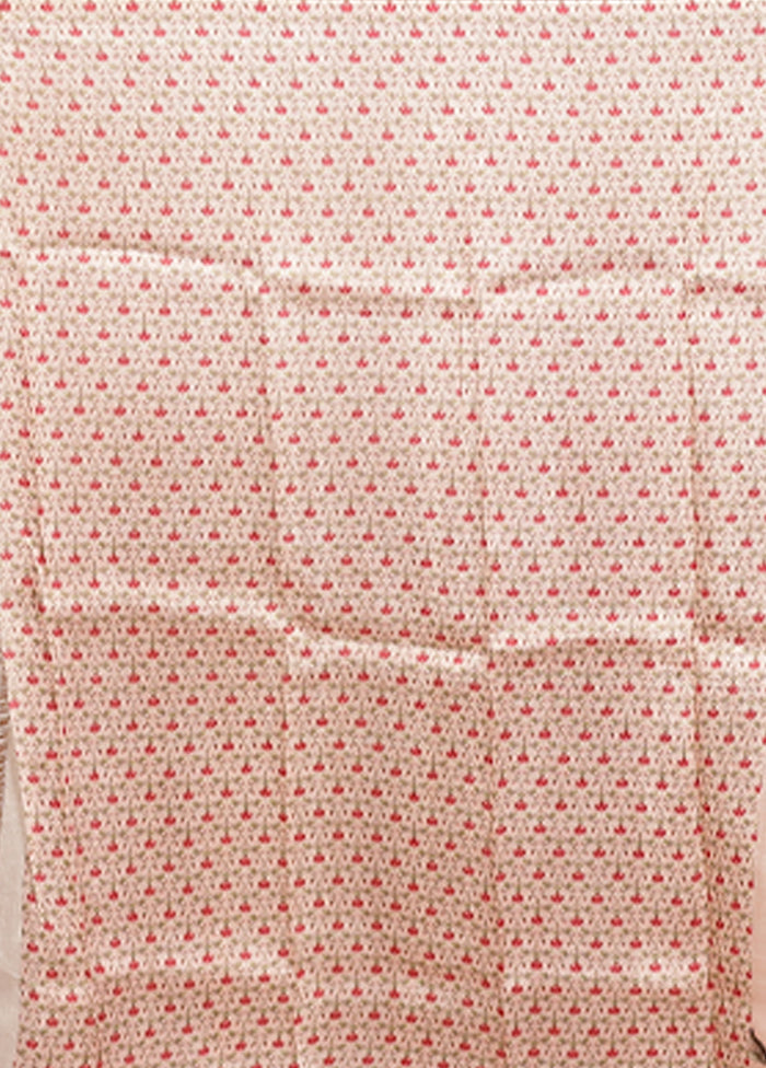 Pink Handloom Printed Pure Silk Saree Without Blouse Piece