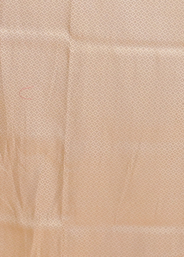 Cream Dupion Silk Saree With Blouse Piece