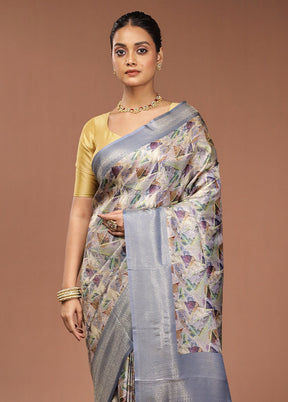 Multicolor Dupion Silk Saree With Blouse Piece