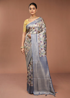 Multicolor Dupion Silk Saree With Blouse Piece