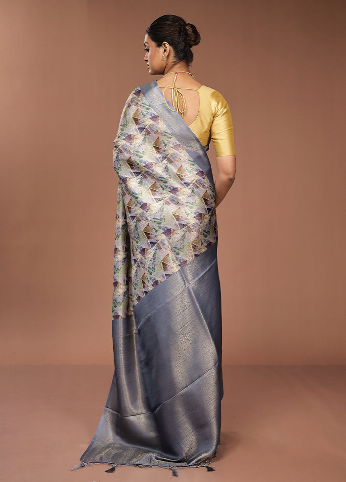Multicolor Dupion Silk Saree With Blouse Piece