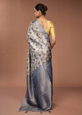 Multicolor Dupion Silk Saree With Blouse Piece