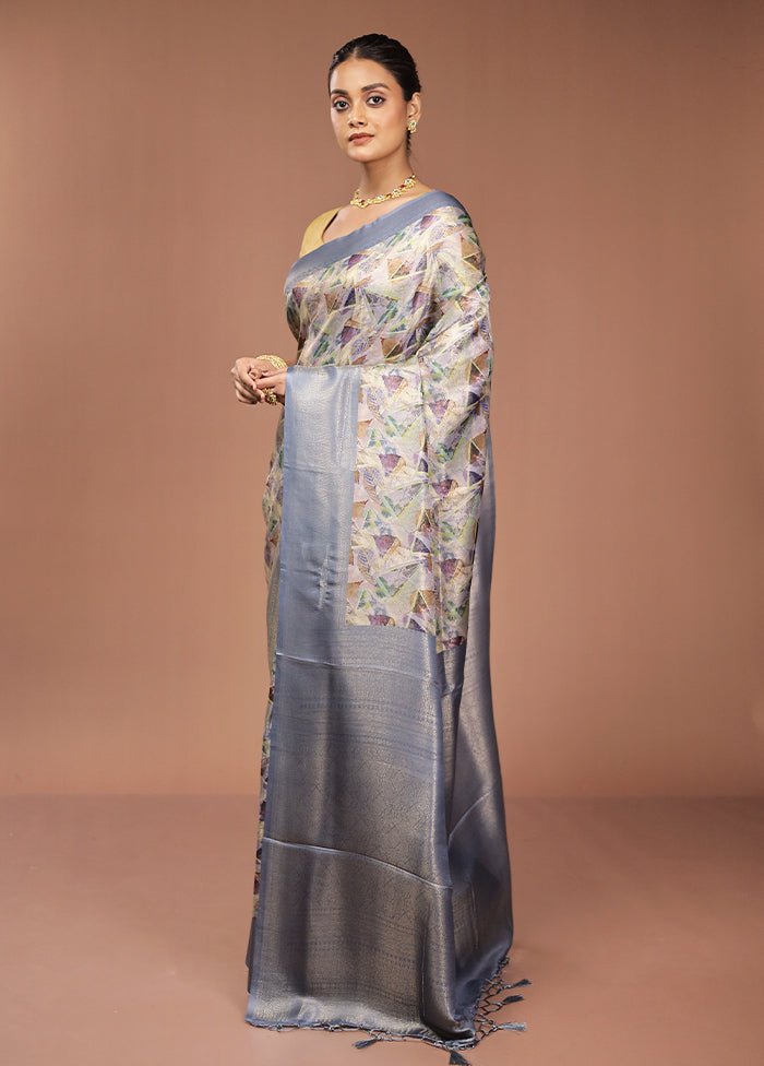 Multicolor Dupion Silk Saree With Blouse Piece