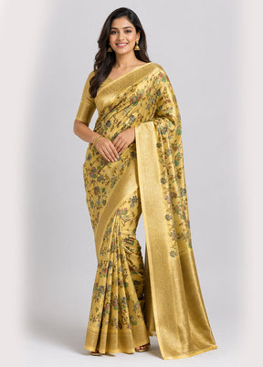 Cream Handloom Pure Cotton Saree With Blouse Piece