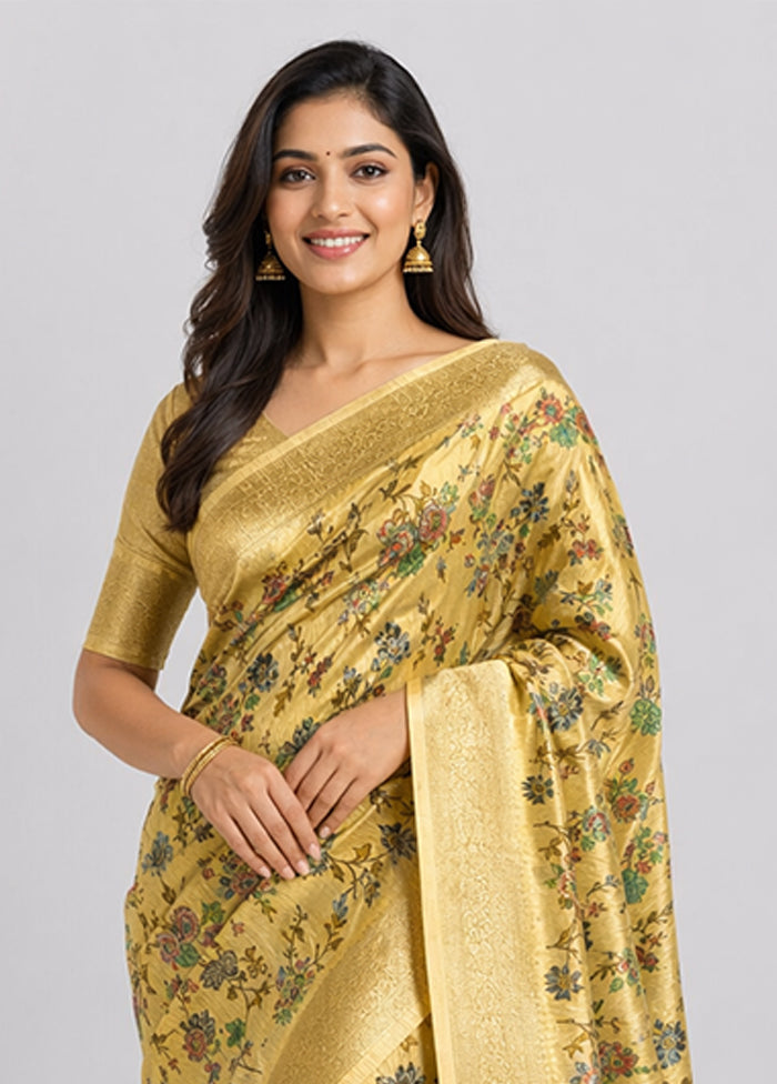Cream Handloom Pure Cotton Saree With Blouse Piece