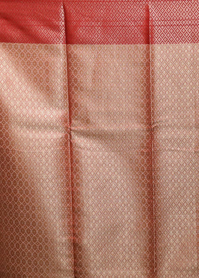 Orange Kora Silk Saree With Blouse Piece