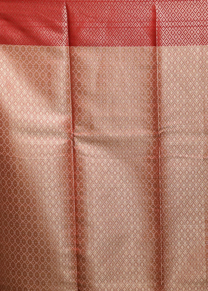 Orange Kora Silk Saree With Blouse Piece