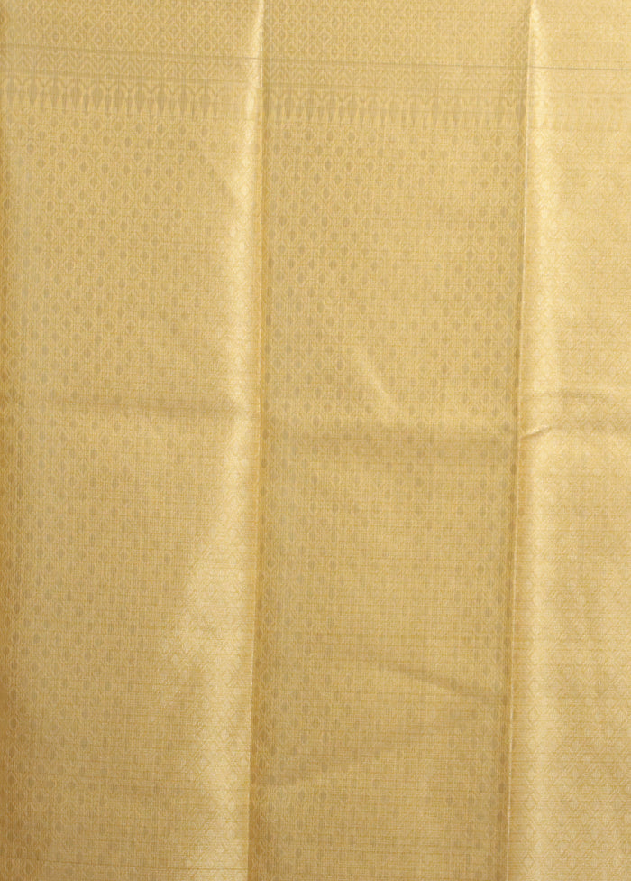 Yellow Kora Silk Saree With Blouse Piece