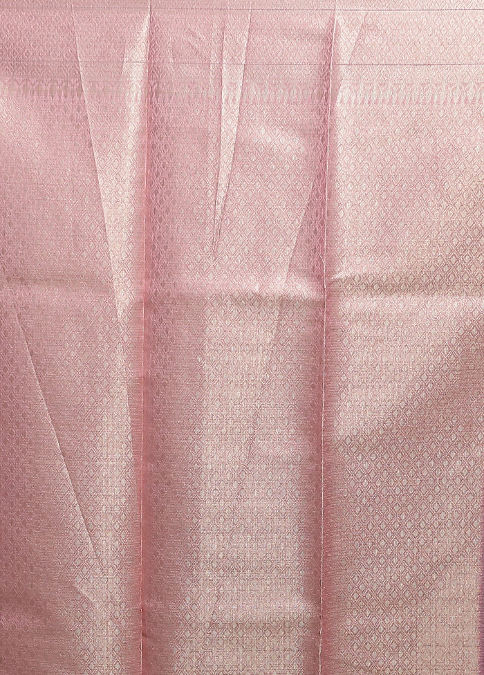 Pink Kora Silk Saree With Blouse Piece