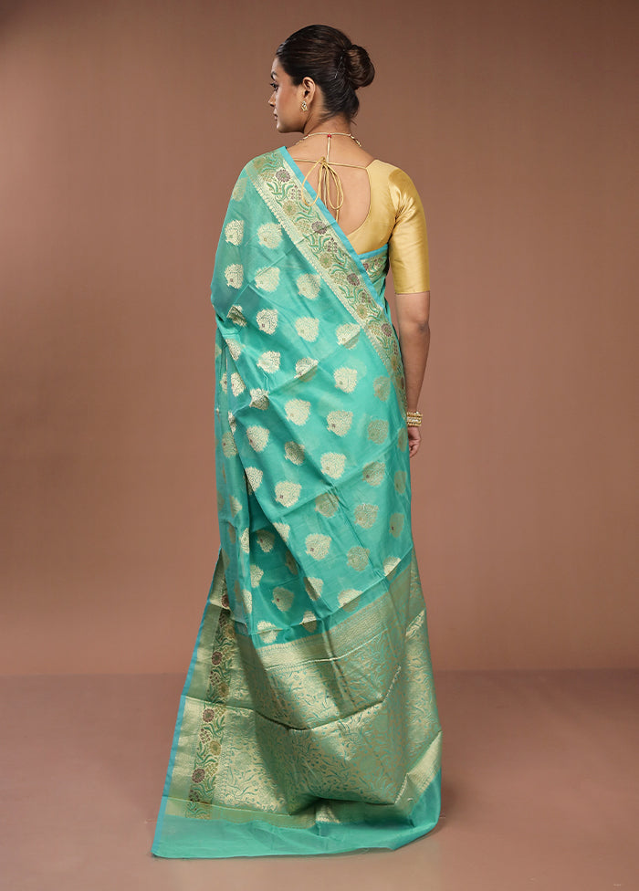 Green Kora Silk Saree With Blouse Piece